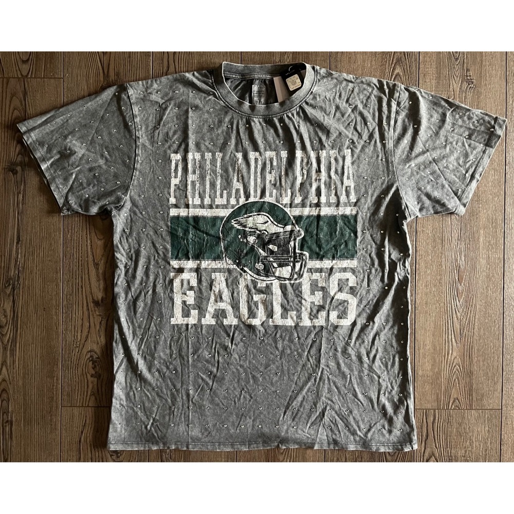 Gameday Couture Philadelphia Eagles Rhinestone Mineral Wash T-Shirt Womens Small